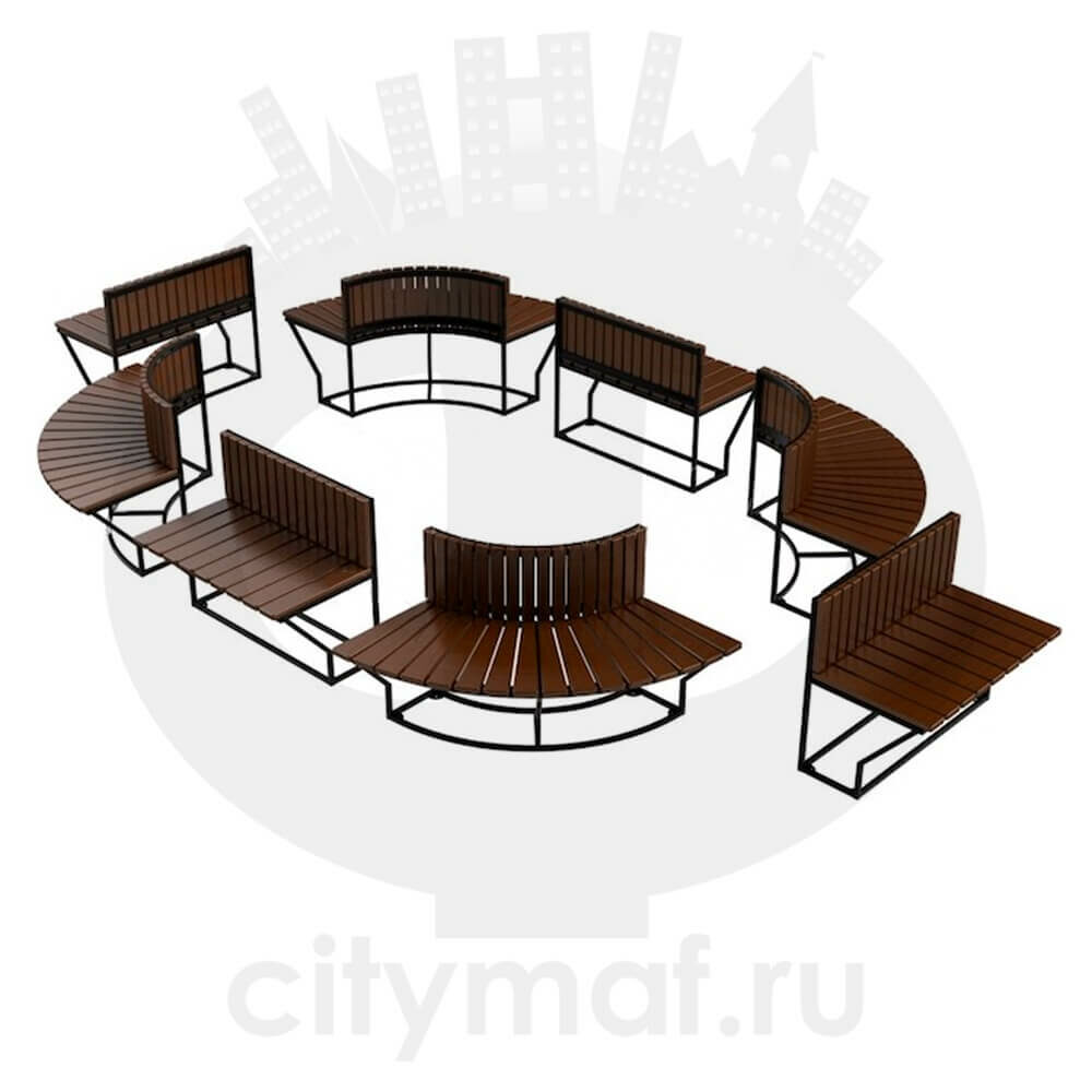 Полукруглая модульная скамейка «Боярд»