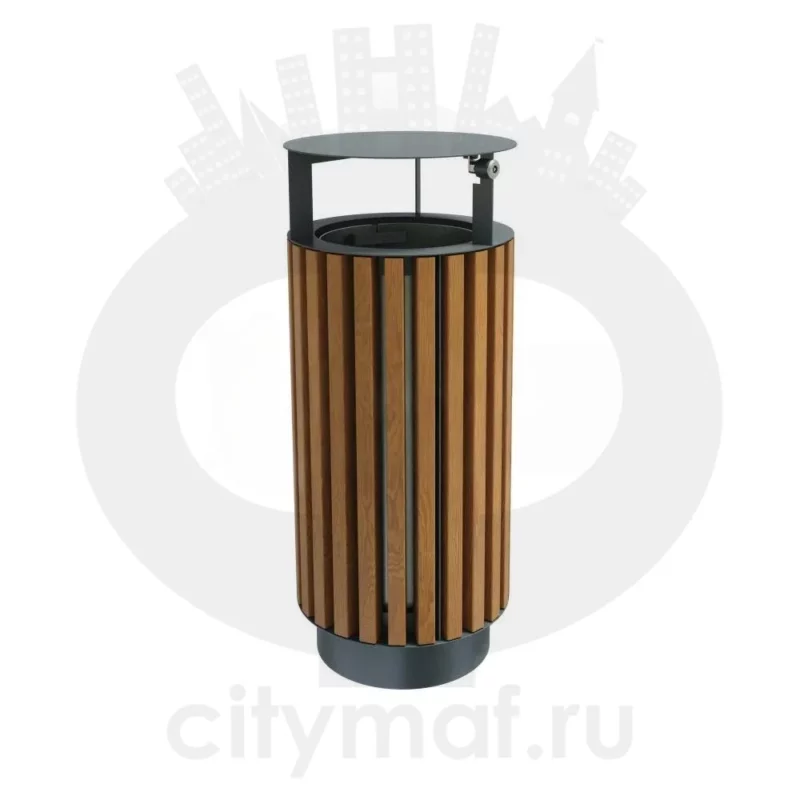 Урна «Стеллар Вуд» круглая с крышкой