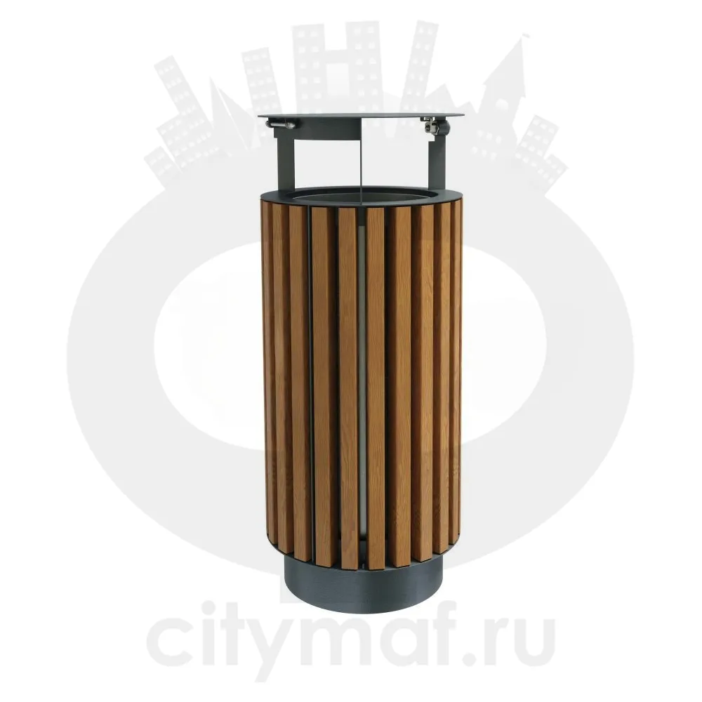 Урна «Стеллар Вуд» круглая с крышкой